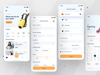 Home Service App I Ofspace agency app book cleaning service color home service laundry mobile mobile app repairing services solution ui uiux