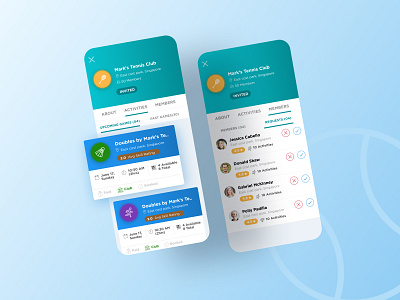 Sports Activities Club App activities app app design application club club app members request sport sports sports app sports application sports design tennis ui uidesign uiux uiux design