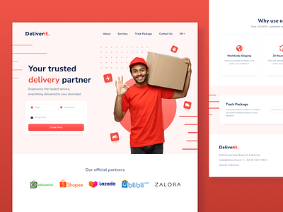 Deliverit Landing Page - Shipping Website delivery design dhl logistics shipping track order transport ui ups ux web website website design