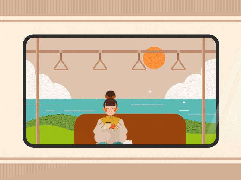 Train Journey animation flatdesign gif gif animation girl journey microinteraction train travel ui ux