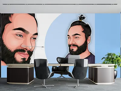 Cartoon portrait wall caricature cartoon cartoon portrait character digital painting illustration mascot logo portrait vector vector portrait