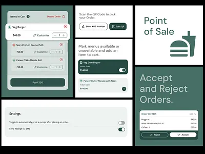 POS Screen Widgets app branding cafeteria management cart ui dashboard delivery design system figma food app food order food tech framer order management point of sale pos product ui uxui website widgets