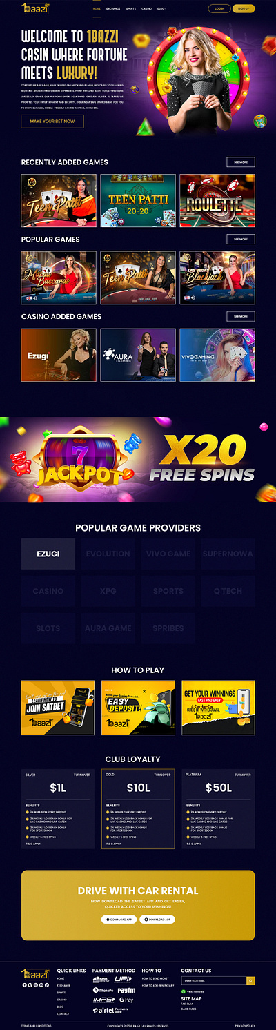 1bazzi Casino Website Design branding css design figma graphic design illustration landing page logo photoshop trend ui ui design uiux ux design web web design website design wordpress