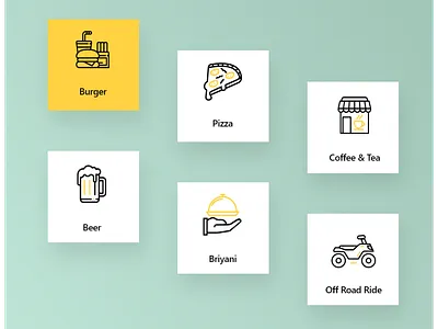 Custom icons beer bike briyani burger coffee junk food motor bike off road ride pizza ride tea