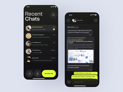 Chat App UI app app design chat chat app chat design clean dark mode exploration message message app minimal ui ui design ux