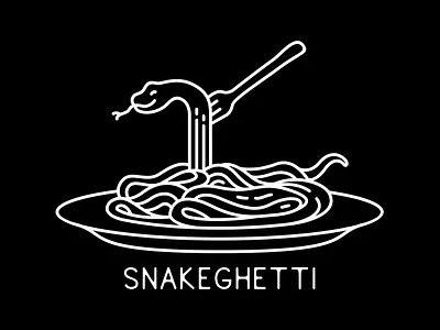 Snakeghetti animals apparel design bolognese cooking food illustration kitchen line art monoline nature noodles pasta ramen ramen noodles reptile snake spaghetti t shirt design wild wildlife