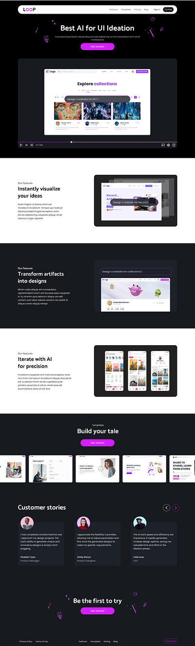 Loop | Saas | Ai Website Generator ai branding graphic design landing page saas ui ui design ux web template website website creator