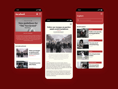 News App Design beige blogdesign covid 19 editorial editorial design headlines minimaldesign mobileapp mobiledesign news news app newsfeed newspaper newspaper design newspapers red redui typogaphy uidesign