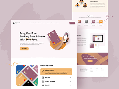 Bopayments (Fintech) website option 1 bank card fintech app interaction landing page design prepaid card ui user experience user interface ux design web web design web designer web interface webdesign website whitelabel