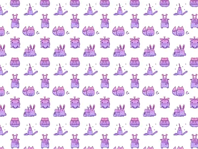 Stardust and Snow Pattern animal art animal illustration cartoon cartoon character cartoon illustration cute illustration cuteart gradient illustration kawaii kawaii art pattern art purple seamless pattern seasons greetings snow star vector illustration winter xmas