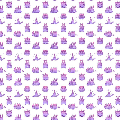 Stardust and Snow Pattern animal art animal illustration cartoon cartoon character cartoon illustration cute illustration cuteart gradient illustration kawaii kawaii art pattern art purple seamless pattern seasons greetings snow star vector illustration winter xmas