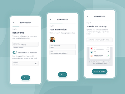 Bank app - Onboarding bank budget clean credit finance financial love manage mobile onboarding steps ui