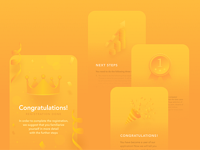 Registration & Congratulations adobe illustrator app apple application congratulations design icon illustration iphone iphone app new new shot new ui new user registration ui user user interface vector
