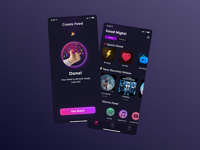 Feedify app dark mode design feed figma illustration ios iran music spotify tehran trend ui