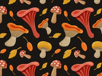 mushroom pattern autumn colorful fall leaf mushroom mushrooms pattern september