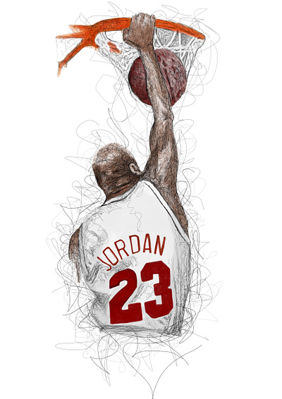 Michael Jordan abstract art artwork black design face figure graphic illustration line art scribble art vector