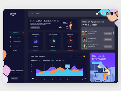 Covid 19 report Dashboard art design illustration minimal ui ux web website