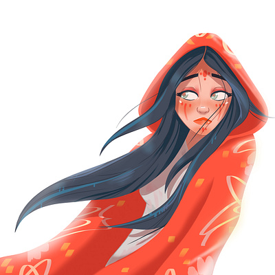 Oriental girl cartoon character cartoon illustration chinese chinese culture design female character illustration portrait red