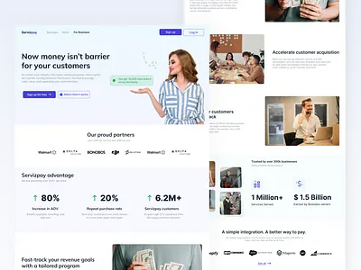 Servizpay - Business website android app branding business website dailyui design designer dribbble illustration interaction landing page design saas app saas design saas landing page saas website typography uidesign uidesignpatterns webdesign website design