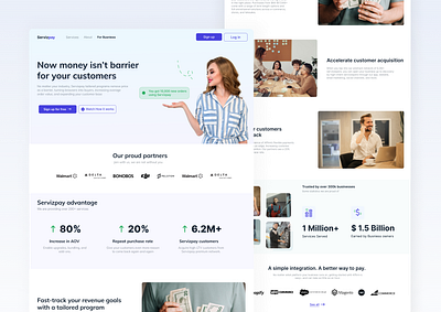 Servizpay - Business website android app branding business website dailyui design designer dribbble illustration interaction landing page design saas app saas design saas landing page saas website typography uidesign uidesignpatterns webdesign website design