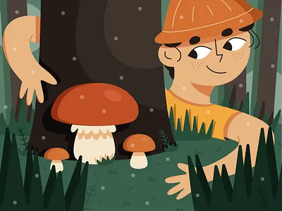 Mushroom picking 🍄 adobe illustrator character food forest illustration mushroom mushroom picking mushroomer mushrooms vector