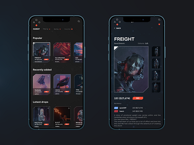 Moonlight NFT Marketplace mobile application blockchain concept crypto etherium gui interface item marketplace marketplace app mobile mobile app nft nftart shop store store app ui uiux ux