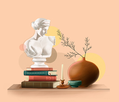 Still Life 2 2d animation books candle character design girl illustration sculpture vector