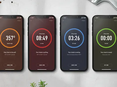 Weber — BBQ Grilling Stages app bbq cooking design device dial digital food food app interface iphone layout minimal mobile smart ui ux