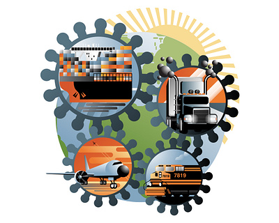 Covid supply chain coronavirus covi 19 digital editorial supply chain technology vector
