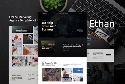 Online Marketing Agency Elementor Template Kit agency design elementor marketing online template ui ux website