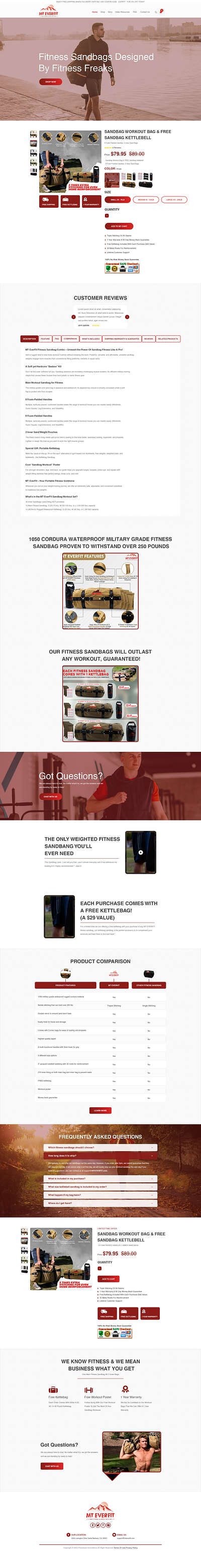 Fitness Niche Product Page Design For Fitness Junkies clean ecommerce landing page minimalist modern simple sport