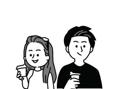 couple cartoon character cute cute art cute illustration design draw illustration illustrator minimal vecter