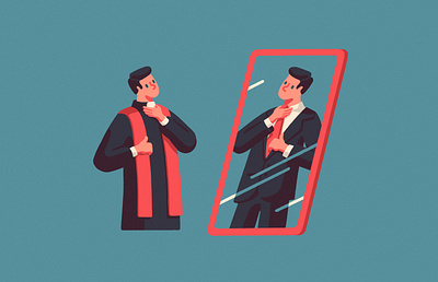 Bivocational Ministry art artist blue church editorial illustration illustrator magazine mirror mirrors pastors priest red