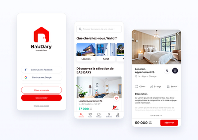 Bab Dary | Real Estate Rental App algeria android app branding buy house design home page ios login page mobile product details pure red ui rental rental app rental home ui design user experience user interface ux