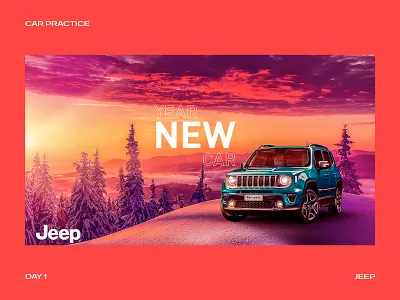 Car Visuals Practice - Day 1 Jeep 2d 2d art automotive black blue brand identity branding branding design clean design flat graphic design manipulation orange photo manipulation photoshop typography