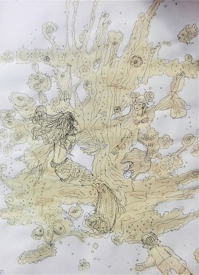 sketch based on coffee stains art illustration imagination ink sketch