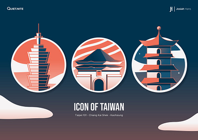 Taiwan Landmarks design flat illustraion illustration landmark modern taipei taiwan