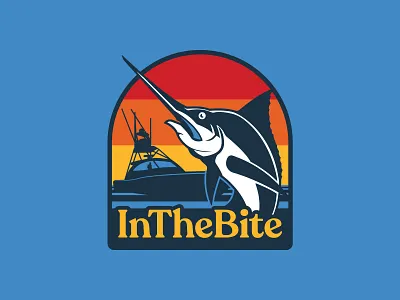 InTheBite Hat Patch badge design fishing illustration marlin nature outdoors patch retro simple sportfishing ui
