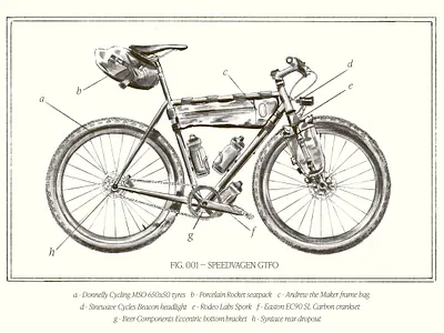 Fig.001 Speedvagen GTFO bike bikeart bikepacking cycling editorial scientific illustration texture