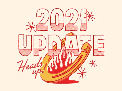 Hot Luck 2021 Update flames food horseshoe hot illustration luck retro update vintage