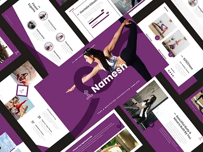 Namesh – Yoga & Meditation PowerPoint Template asana balance fitness flexibility healing healthylifestyle meditation mindfulness namaste peace pilates spirituality wellness yogachallenge yogainspiration yogalife yogalove yogaposes yogapractice yogateacher
