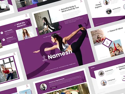 Namesh – Yoga & Meditation Google Slides Template asana balance fitness flexibility healing healthylifestyle meditation mindfulness namaste peace pilates spirituality wellness yogachallenge yogainspiration yogalife yogalove yogaposes yogapractice yogateacher