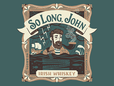 So Long, John Whiskey Artwork branding drunken sailor illustration irish whiskey lettering truegrittexturesupply whiskey