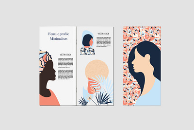 Female profile. Minimalism brand design branding characterdesign clipart creative market flat hand drawn illustraion pattern design vector