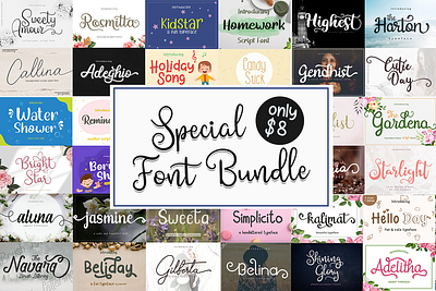 Special Font Bundle bundle calligraphy font handwritten ligature sale script