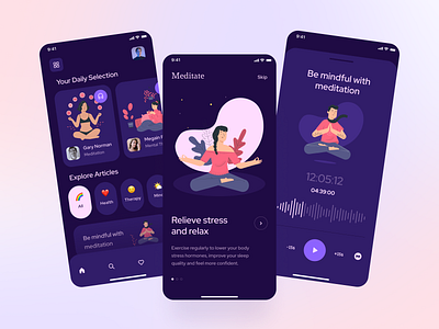 Meditation App emoticons figma figmadesign illustrations inspiration ios ios app meditate meditation app mindful mobile mobile app mobile app design mobile ui relax simple ui user interface design ux uxdesign