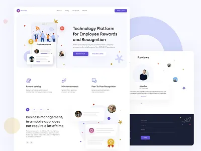 Landing page - App for employee rewards app cute design illustration landing landing page landingpage minimalism page platform presentation promo ui ux vector website