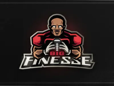 Big Finesse Mascot Logo american football angry art branding design e sports football footballer illustration logo mascot mascot logo sport vector
