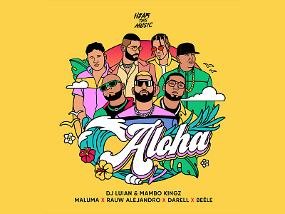 Aloha | Single Cover | Illustration aloha belle design digital illustration dj luian hear this music illustration latin music malum maney imagination single cover