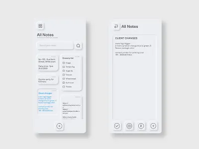 Neumorphism - Notes app Ui app app design cleanui concept dailyui ios minimal mobile app design neumorphism neumorphism ui notes app reminder app task app task manager trend uiux ux web design website
